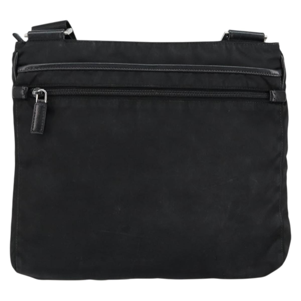 Prada Flat Messenger Bag Tessuto, BLACK, NYLON, Shoulder bag