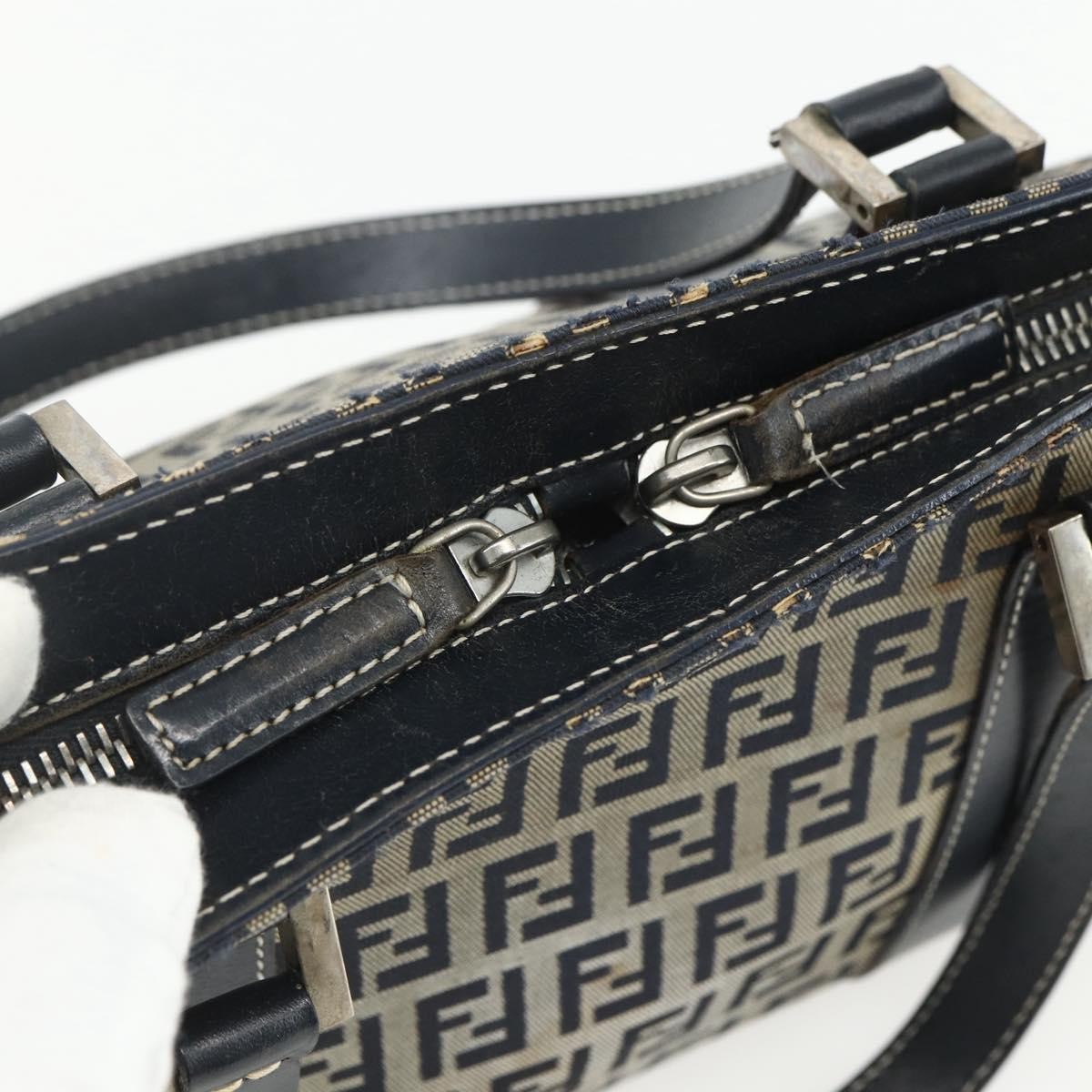 Fendi Vintage Satchel Zucchino Canvas, NAVY, CANVAS, Handbag