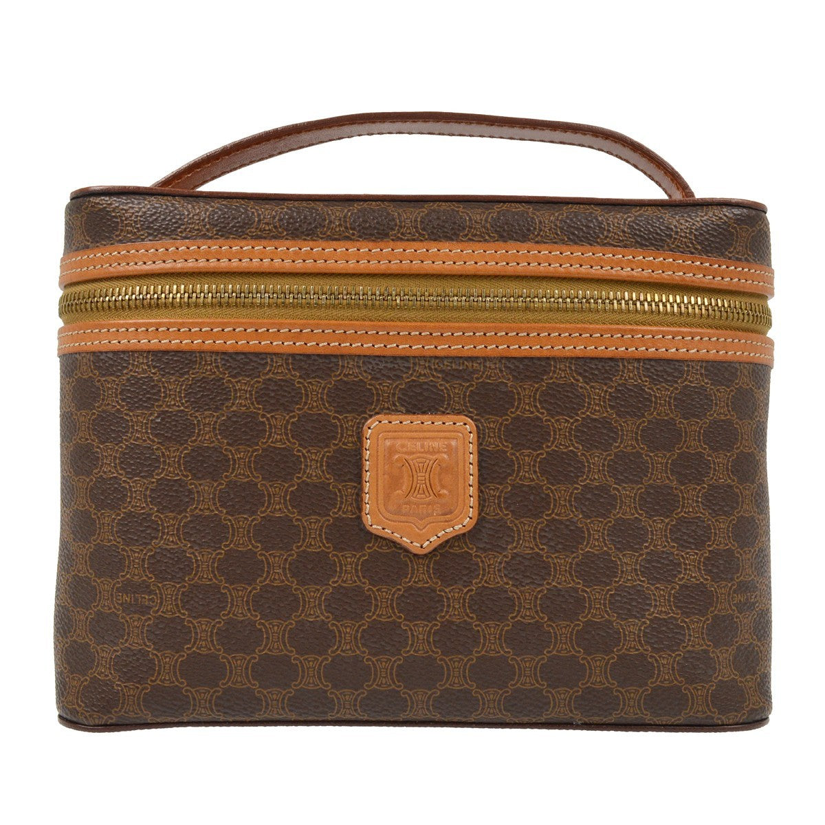 Celine Macadam Vanity Bag Canvas, BROWN, CANVAS, Handbag