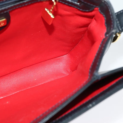 Gucci Vintage Flap Crossbody Bag Leather, NAVY, LEATHER, Shoulder bag