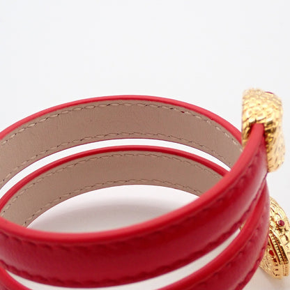 Bvlgari Serpenti Forever Double Wrap Bracelet Leather, RED, LEATHER, Bracelet