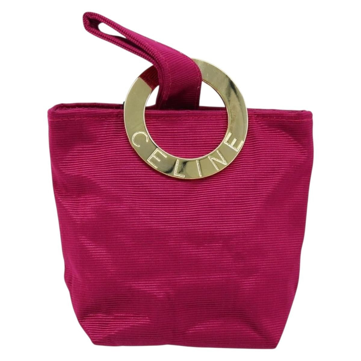Celine Circle Logo Pouch Canvas, PINK, CANVAS, Clutche & pouche