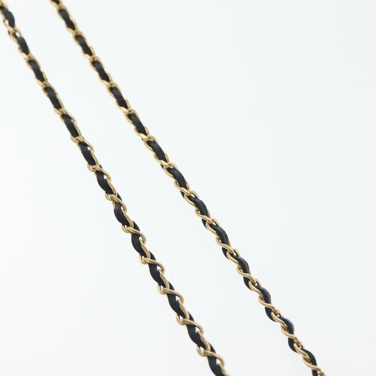 "Chanel CC Perfume Bottle Pendant Chain Long Necklace Metal with Leather, Crystals and Faux Pearl", GOLD, METAL, Necklace