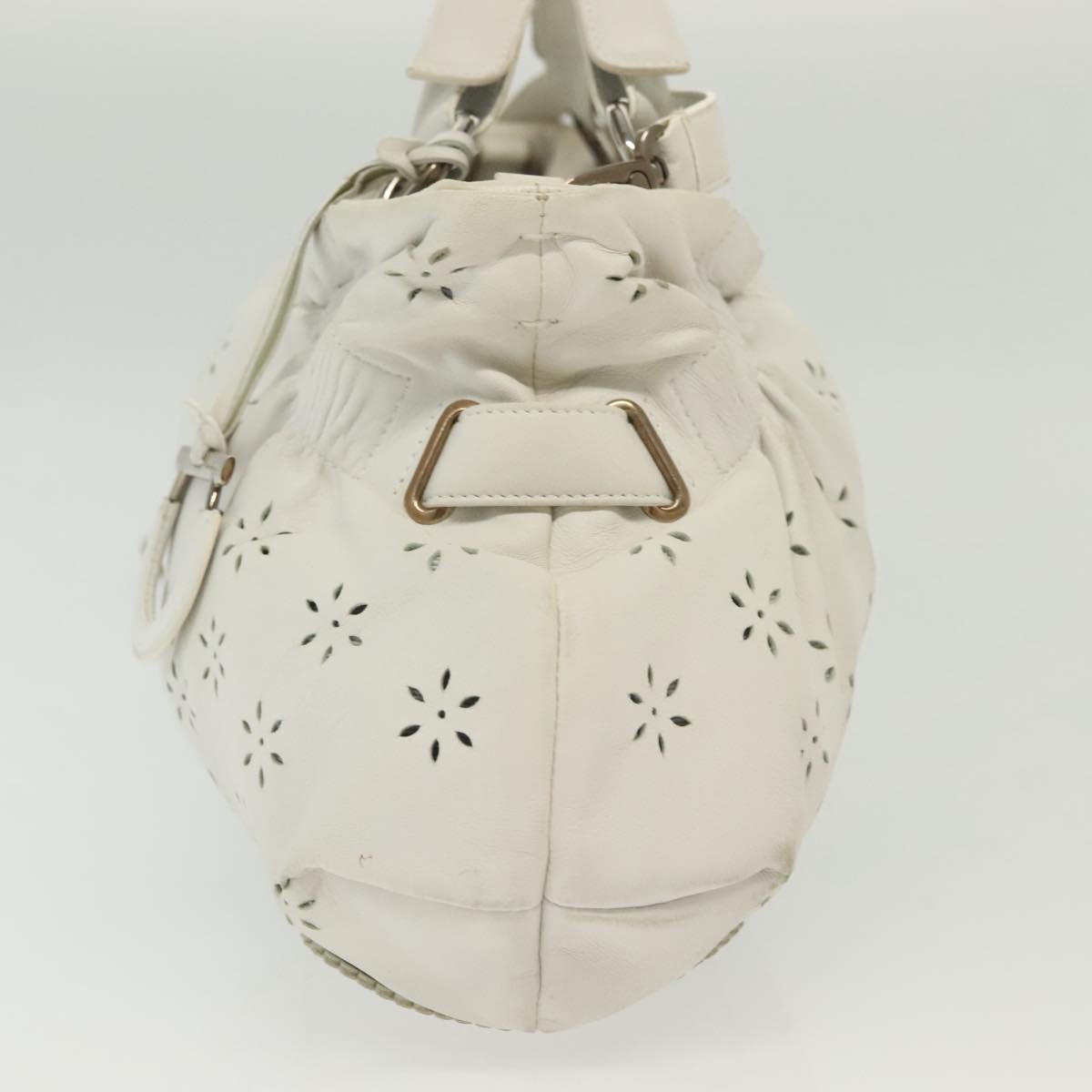 Salvatore Ferragamo Gancini handbag Leather, WHITE, LEATHER, Handbag