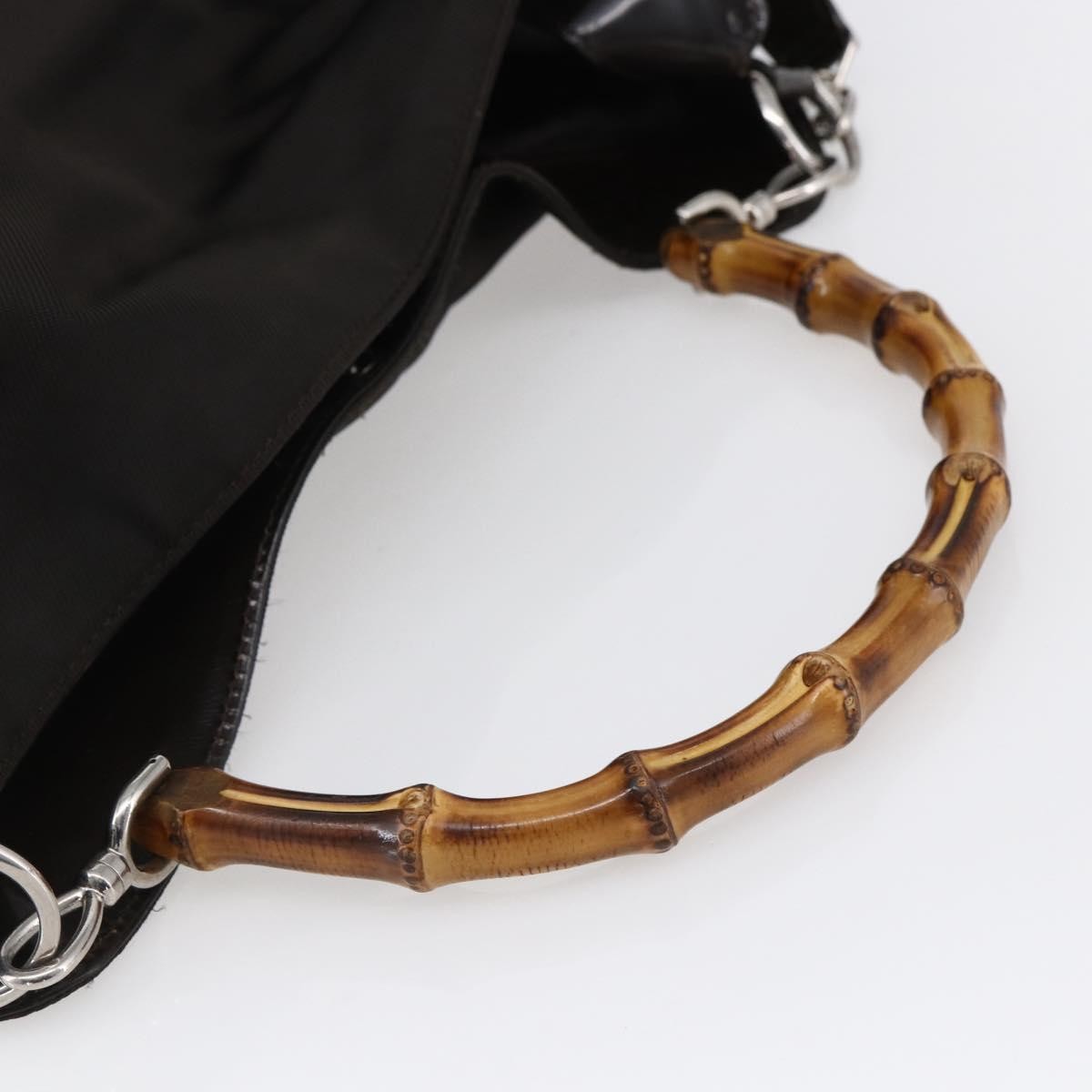 Gucci Vintage Bamboo Handle Bag Nylon, BROWN, NYLON, Handbag