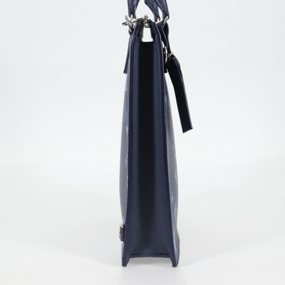 Louis Vuitton Sac Plat Zipped Bag Limited Edition Monogram Ink Watercolor Leather, BLUE, CANVAS, Tote bag