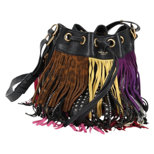 Saint Laurent Fringe Emmanuelle Bucket Bag Multicolor Leather, MULTICOLOUR, LEATHER, Shoulder bag