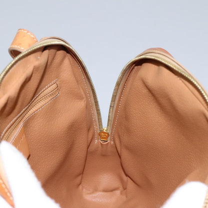 Celine Vintage Macadam Backpack Canvas and Leather, BEIGE, CANVAS, Backpack