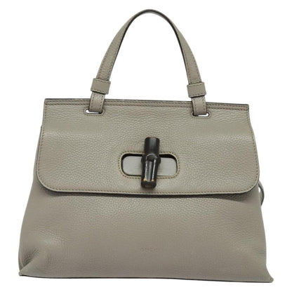 Gucci Bamboo Daily Top Handle Bag Leather, GRAY, LEATHER, Handbag