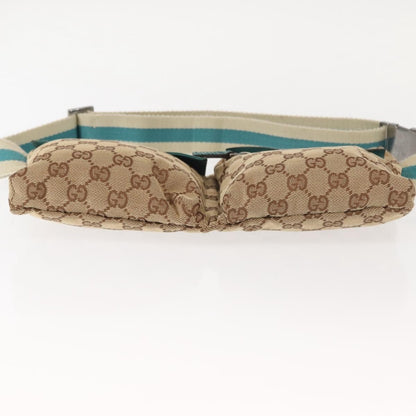 Gucci Vintage Double Belt Bag GG Canvas with Leather, BEIGE, CANVAS, Shoulder bag