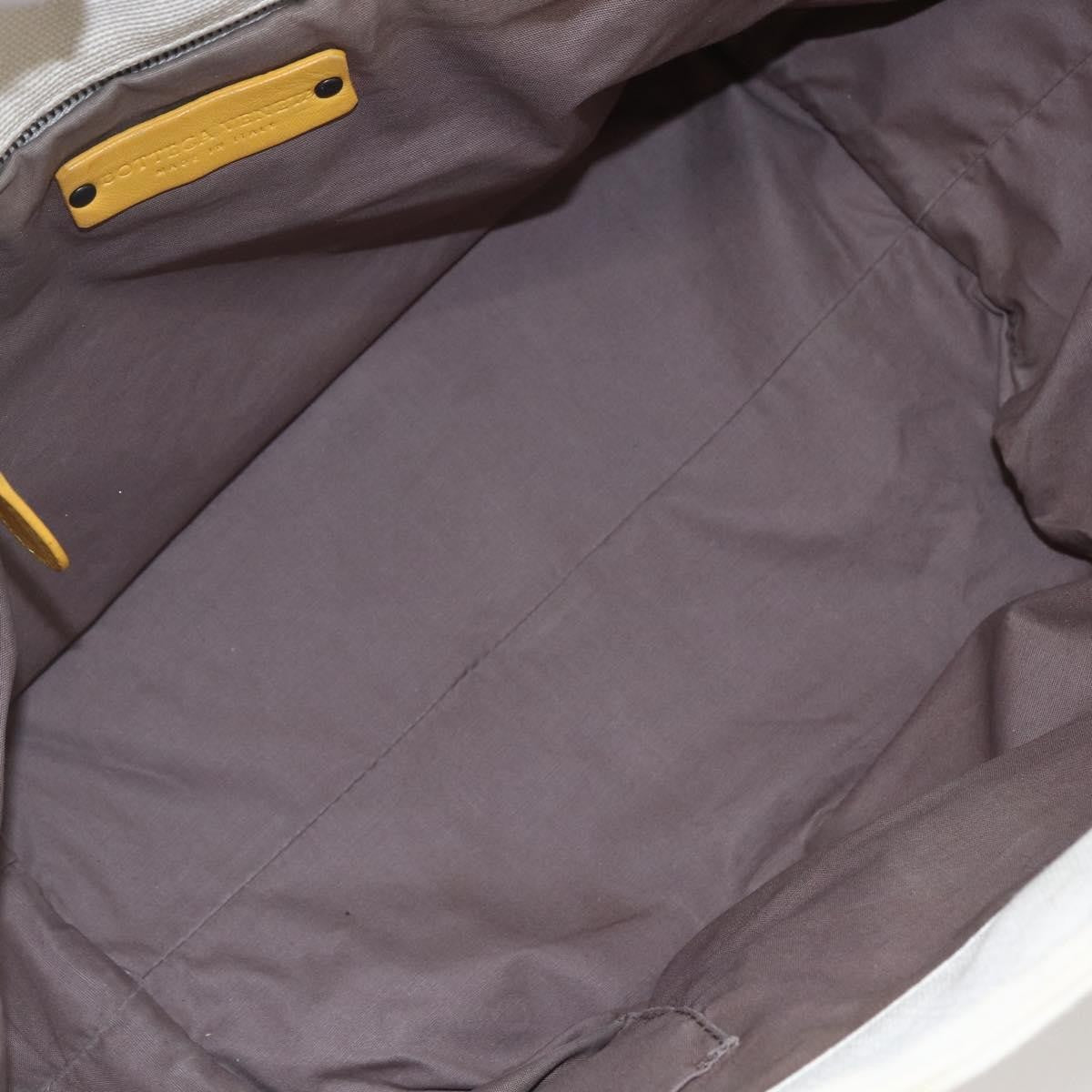 Bottega Veneta Braided Handle Open Tote Bag Canvas with Leather, YELLOW, CANVAS, Tote bag