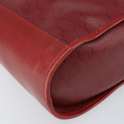 Christian Dior Vintage Honeycomb Shoulder Bag Canvas and Leather, RED, CANVAS, Shoulder bag