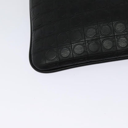 Salvatore Ferragamo Gancini Shoulder Bag Leather, BLACK, LEATHER, Shoulder bag