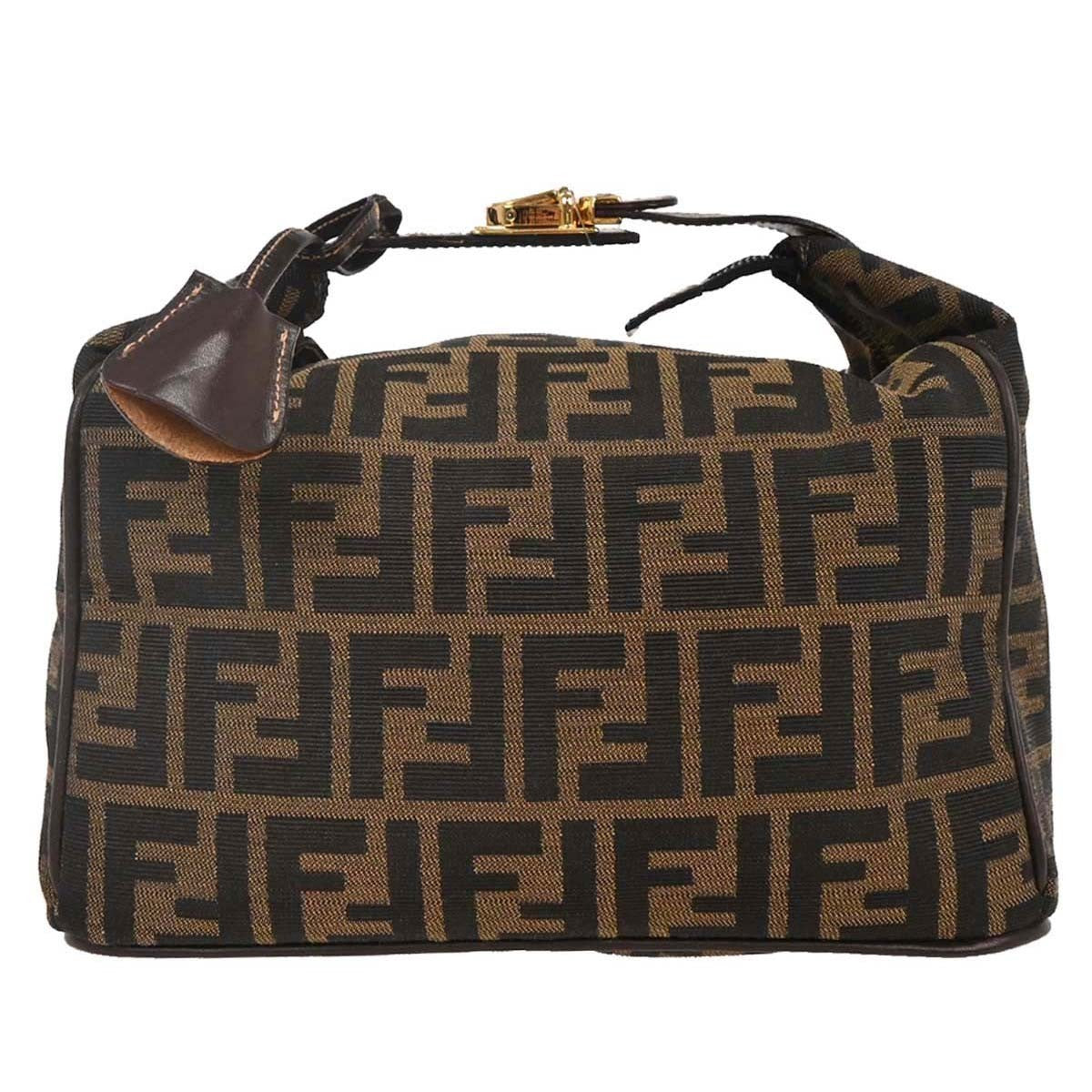 Fendi Vanity Clutch Canvas, BROWN, CANVAS, Handbag