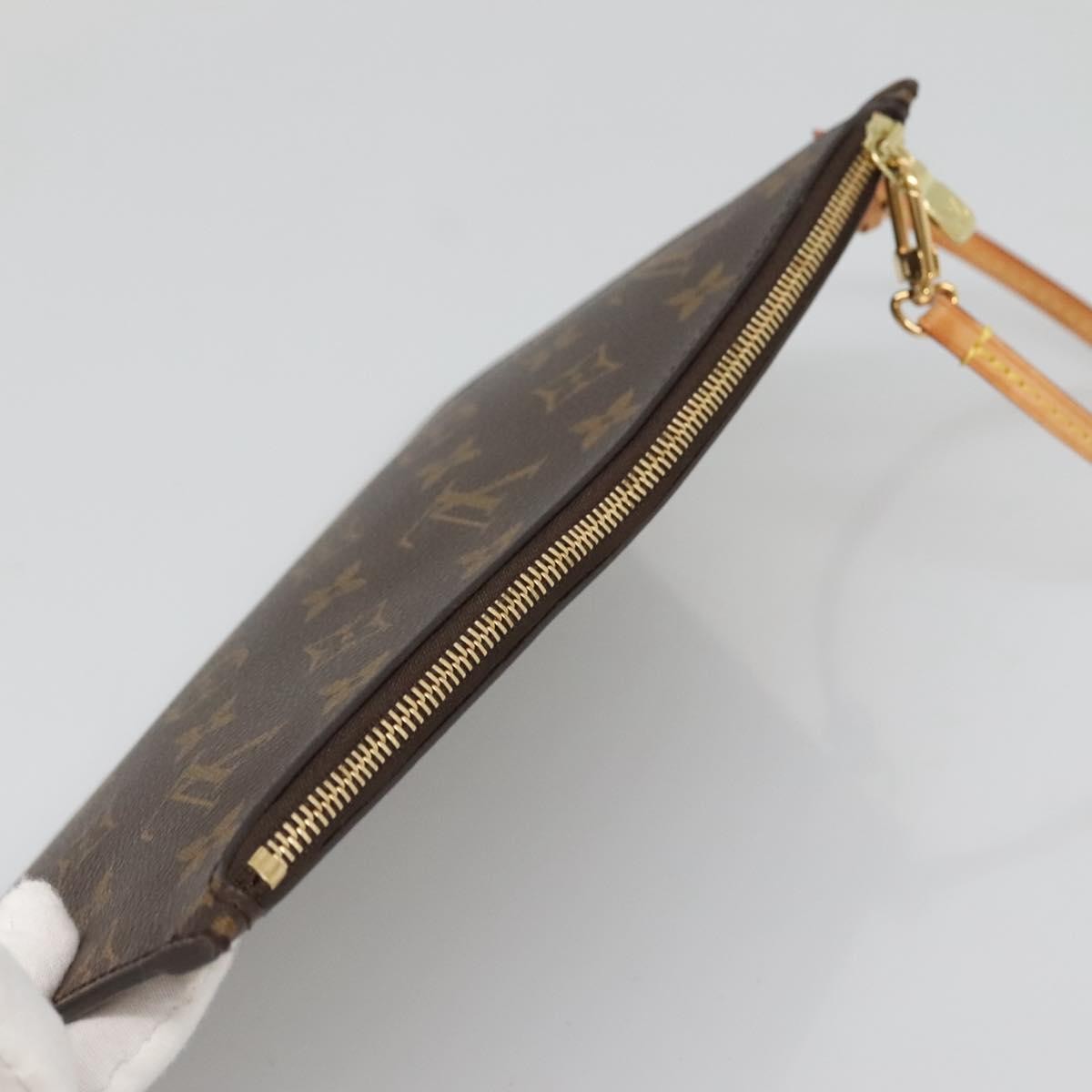 Louis Vuitton Neverfull Pochette Monogram Canvas, BROWN, CANVAS, Tote bag