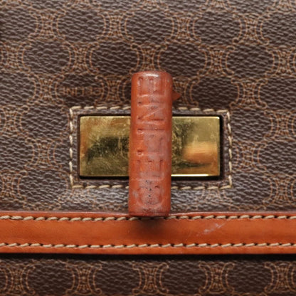 Celine Vintage Convertible Top Handle Bag Macadam Coated Canvas, BROWN, CANVAS, Handbag