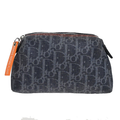 Christian Dior Flight pouch Trotter Pattern Denim, BLACK, DENIM_JEANS, Clutche & pouche