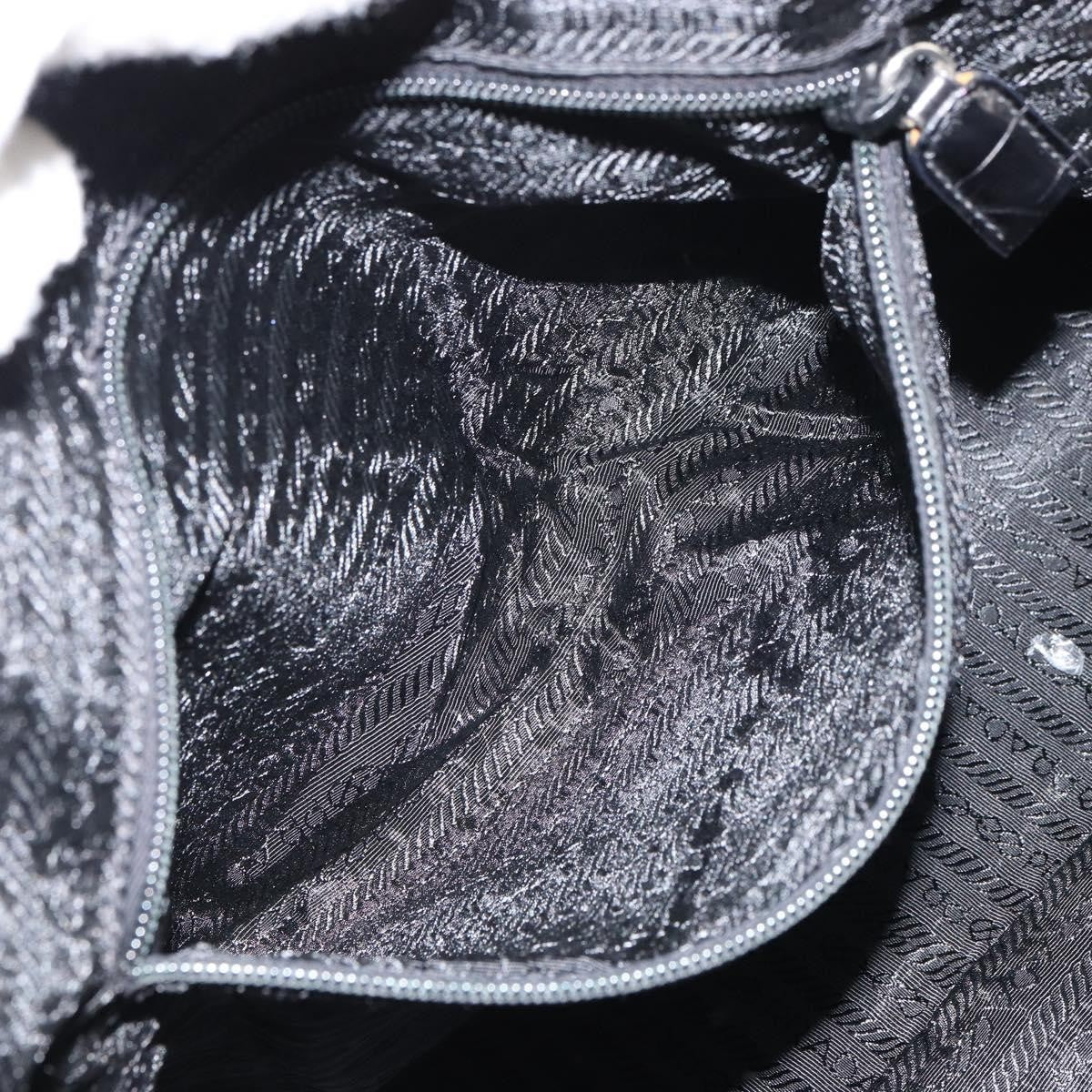 Prada Vintage Shoulder Bag Nylon and Leather, BLACK, NYLON, Shoulder bag