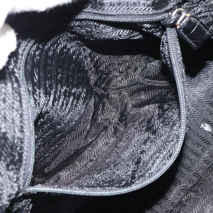 Prada Vintage Shoulder Bag Nylon and Leather, BLACK, NYLON, Shoulder bag