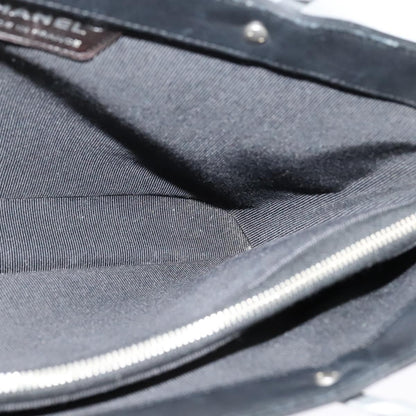 Chanel Vintage Chocolate Bar Metal Ring Tote Quilted Lambskin, BLACK, LEATHER, Tote bag