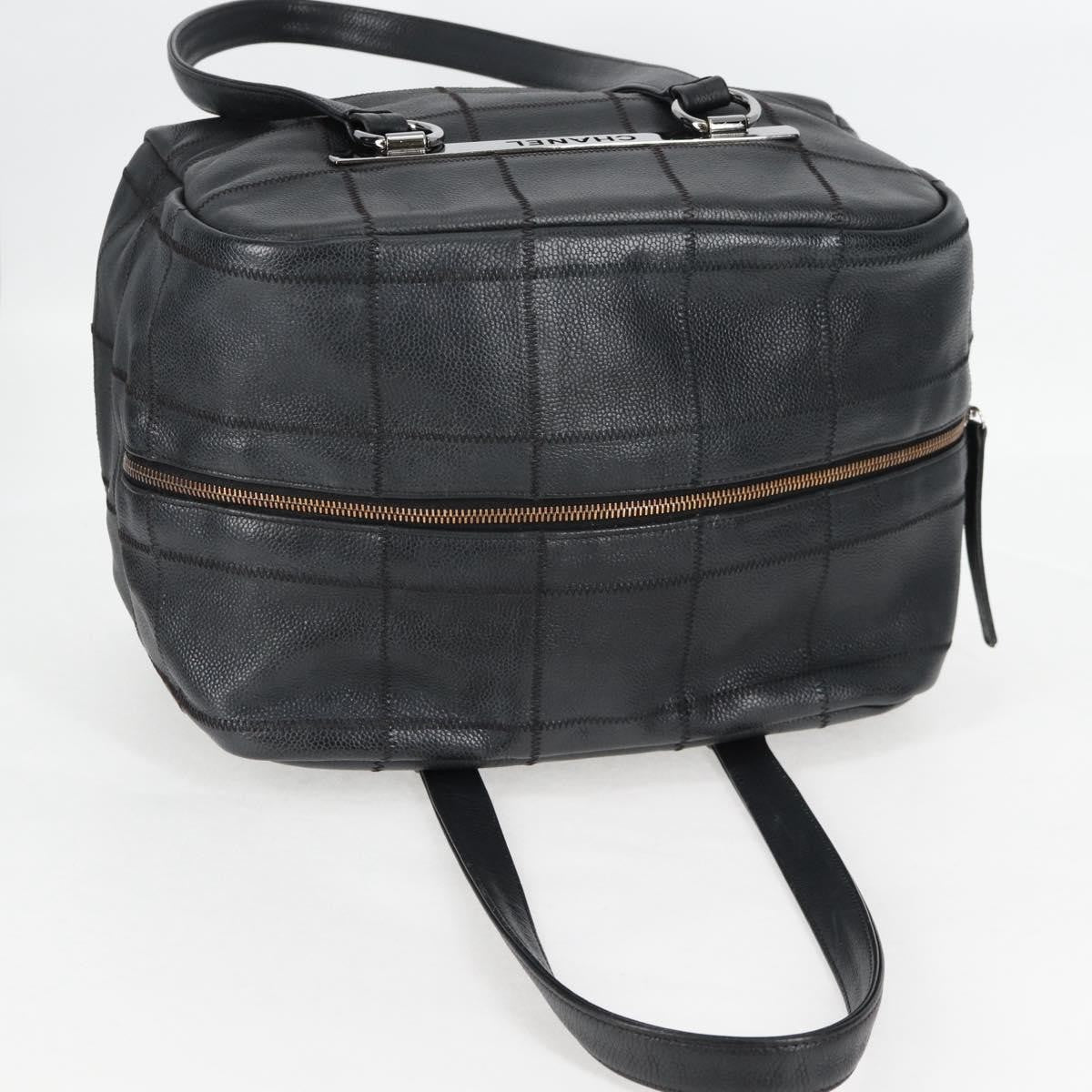 Chanel Square Stitch Shoulder Bag Quilted Caviar, BLACK, LEATHER, Shoulder bag