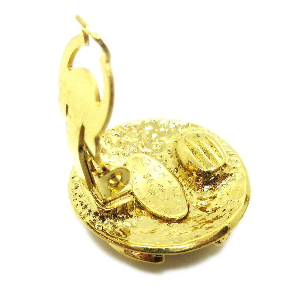 Chanel Vintage CC Round Clip-On Earrings Metal, GOLD, GOLD_PLATED, Earrings