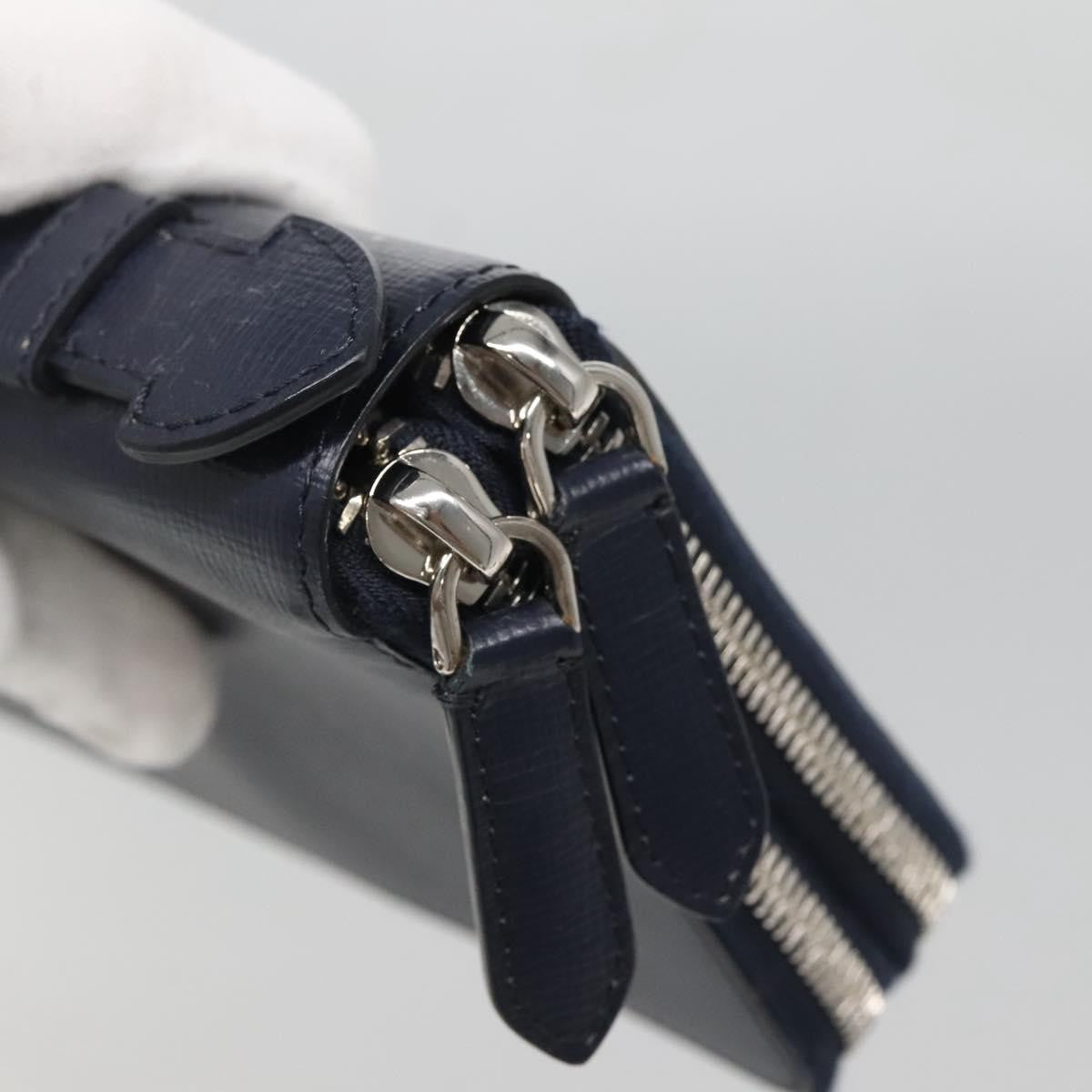 Burberry Reeves Double Zip Organizer Wallet Leather, NAVY, LEATHER, Wallets