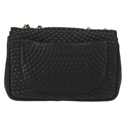 Bally Vintage Chain Shoulder Bag Quilted Leather, Black, Leather, Shoulder Bag
