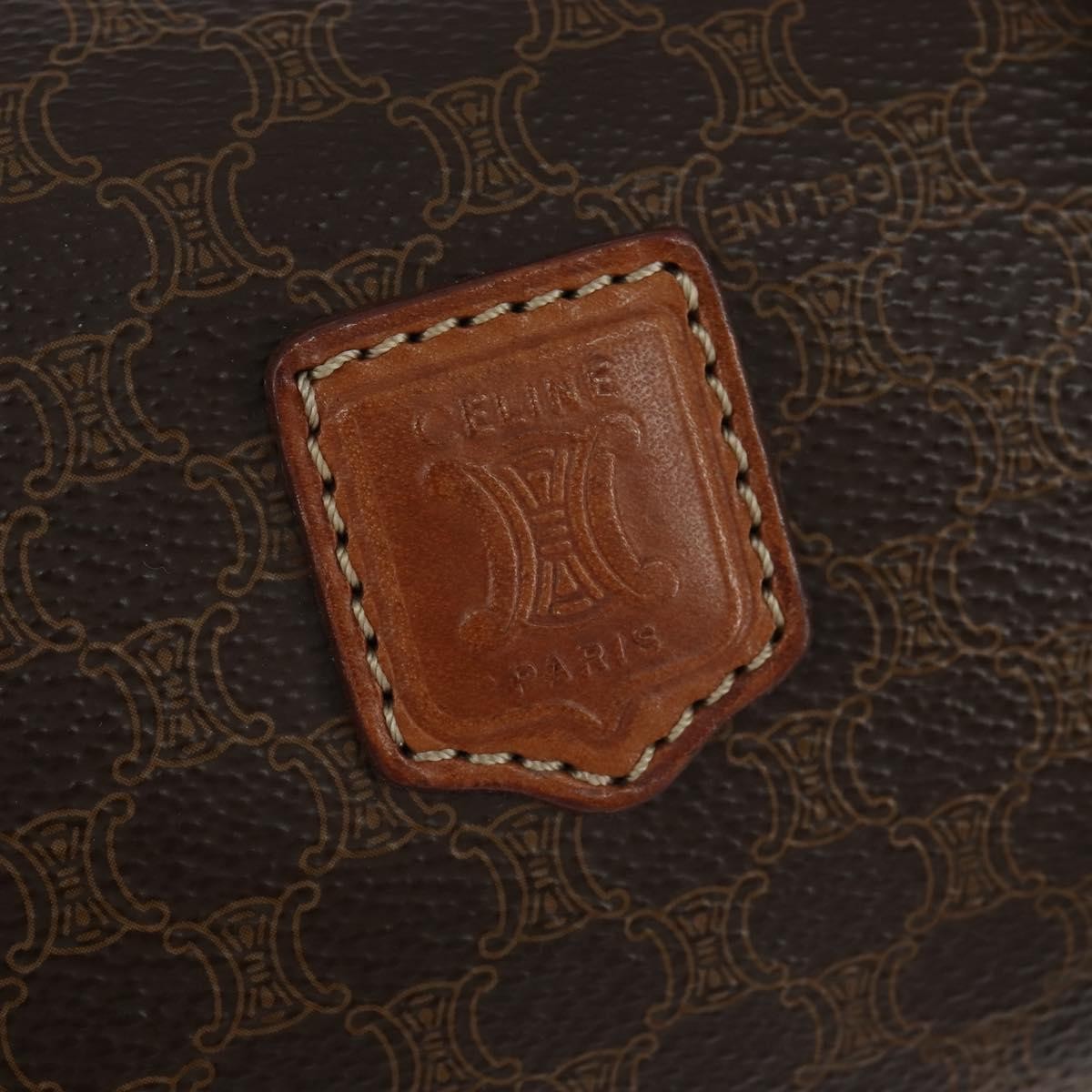 Celine Vintage Macadam Shoulder Bag Canvas and Leather, BROWN, CANVAS, Shoulder bag