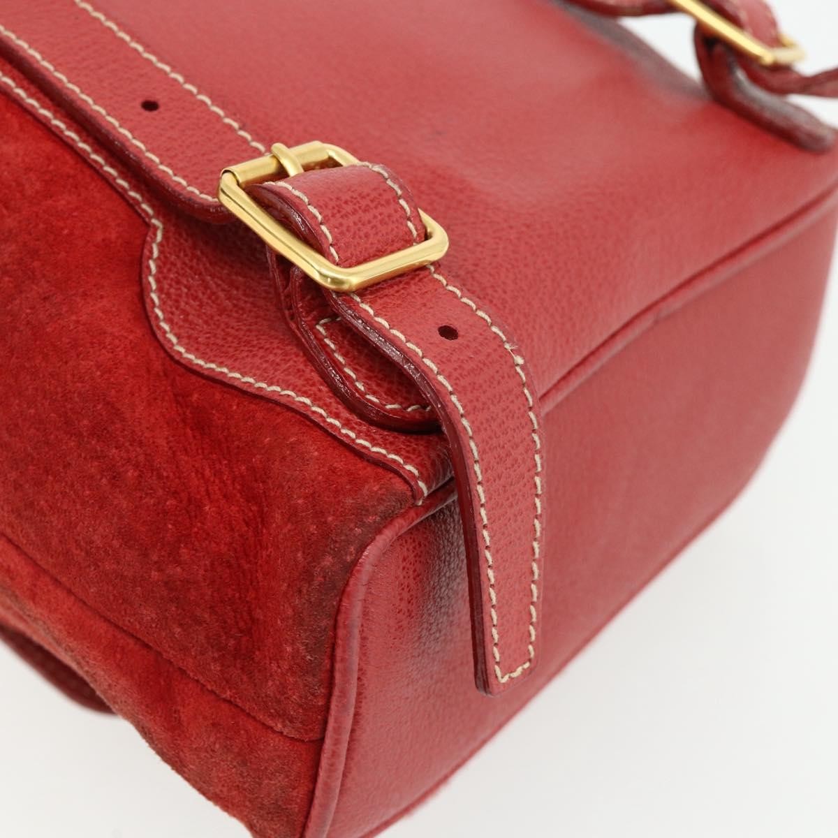 Gucci Gucci bamboo backpack daim, Red, Suede, Backpack
