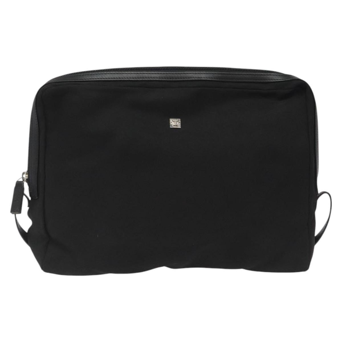 Versace Vintage Zip Pouch Canvas, BLACK, CANVAS, Clutche & pouche