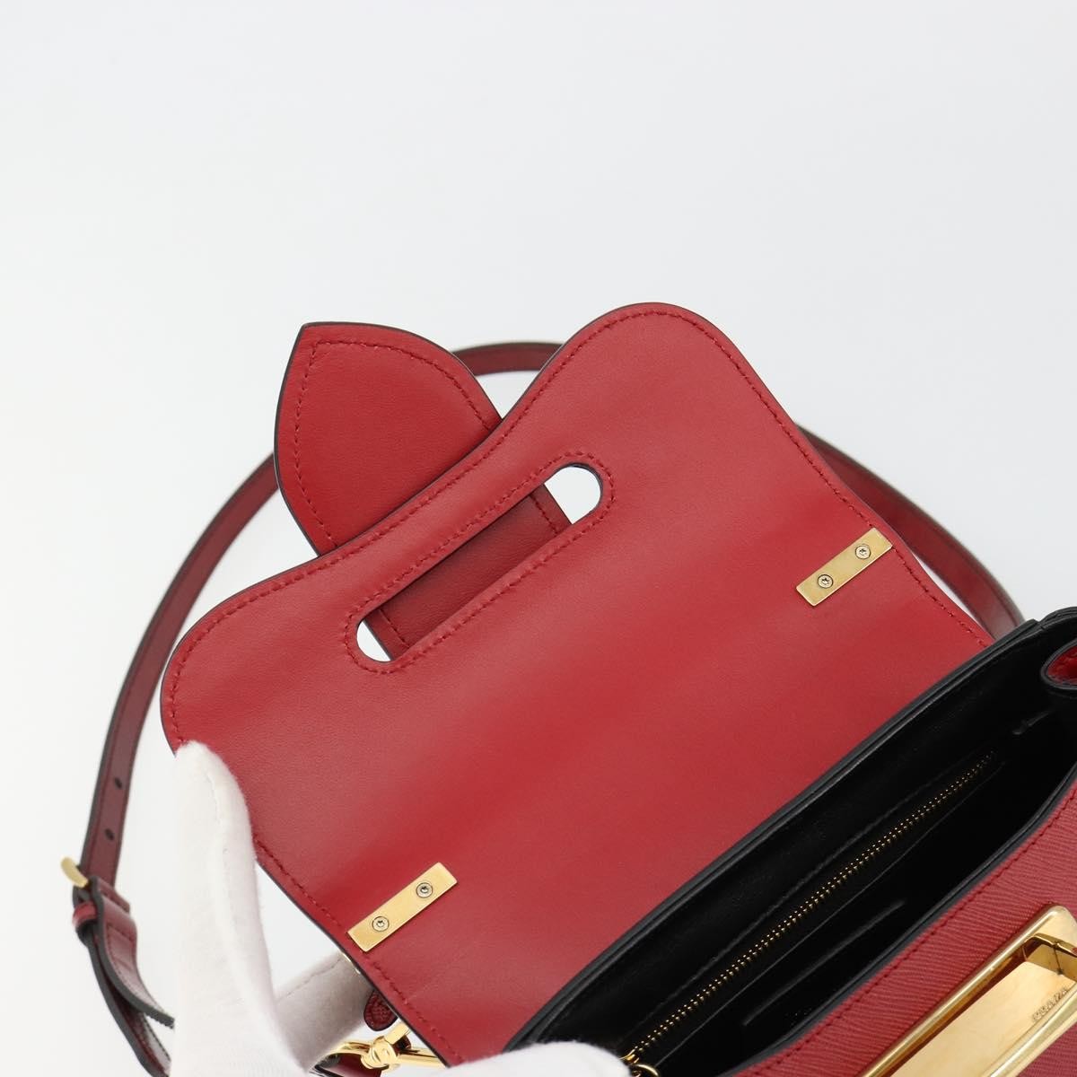 Prada Sidonie Top Handle Bag Saffiano Leather, Red, Leather, Handbag