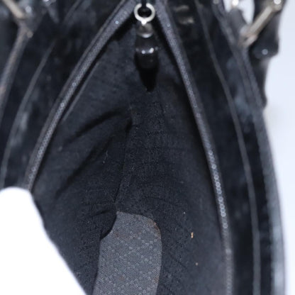Gucci Vintage Bamboo Handle Bag Nylon, BLACK, CANVAS, Handbag