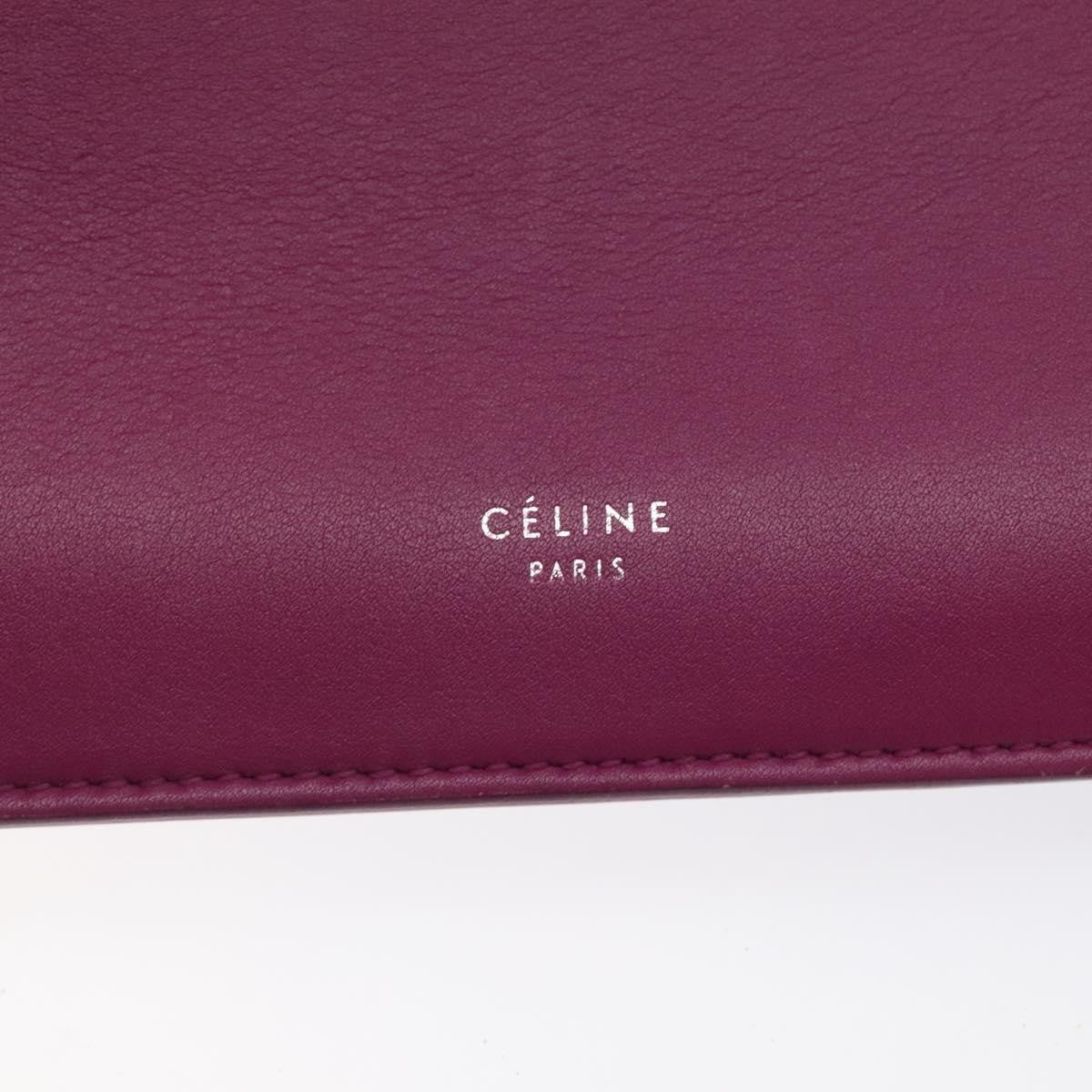 Celine Clasp Crossbody Bag Leather, PURPLE, LEATHER, Crossbody bag