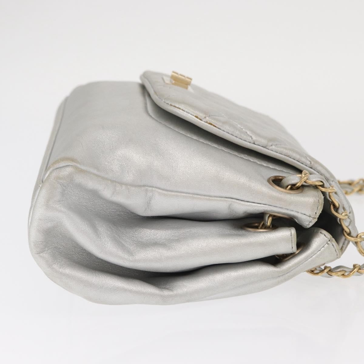 Chanel Mademoiselle Lock Accordion Flap Bag Quilted Lambskin, SILVER, LEATHER, Shoulder bag