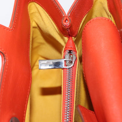 Salvatore Ferragamo Gancini handbag Leather, ORANGE, LEATHER, Handbag