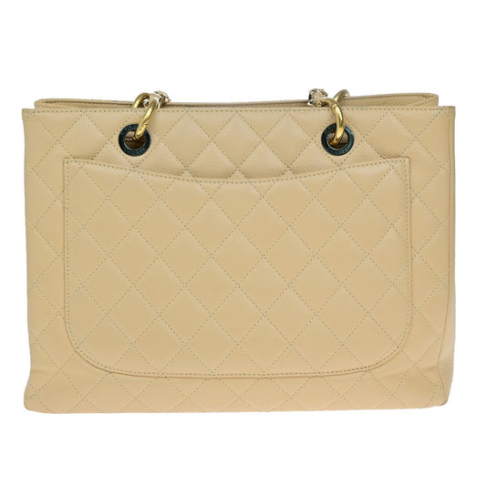 Chanel Grand Shopping Tote Quilted Calfskin, BEIGE, CALFSKIN, Shoulder bag