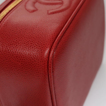 Chanel Vintage Timeless Cosmetic Case Caviar, RED, LEATHER, Clutche & pouche