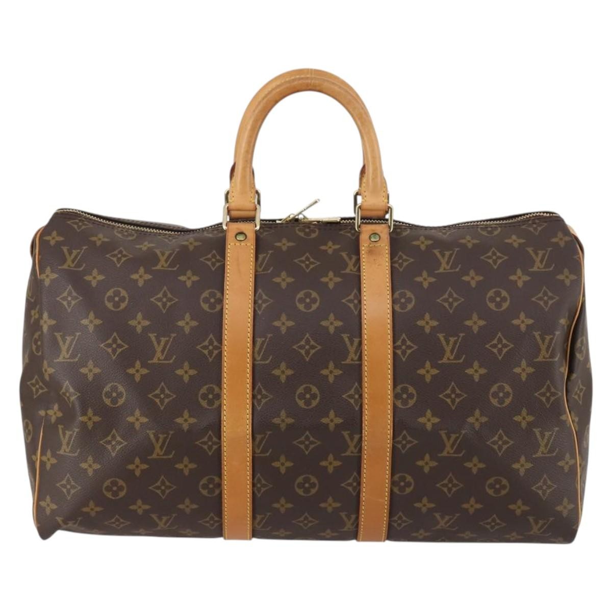 Louis Vuitton Keepall Bag Monogram Canvas, BROWN, CANVAS, Travel bag