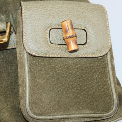 Gucci Vintage Bamboo Backpack Suede, KHAKI, SUEDE, Backpack