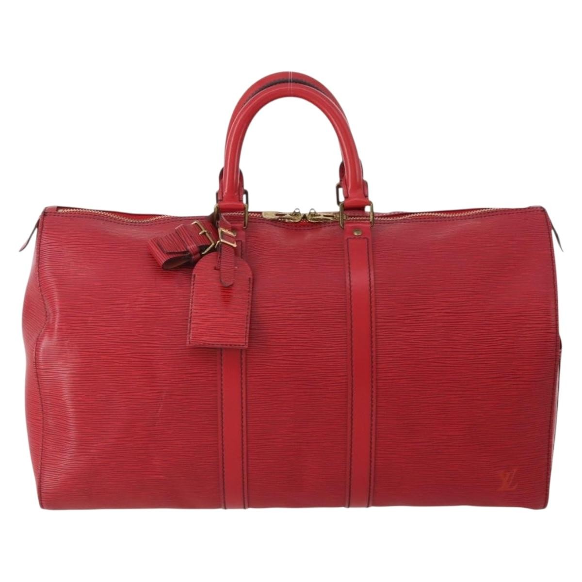 Louis Vuitton Keepall Bag Epi Leather, Red, Leather, Travel Bag