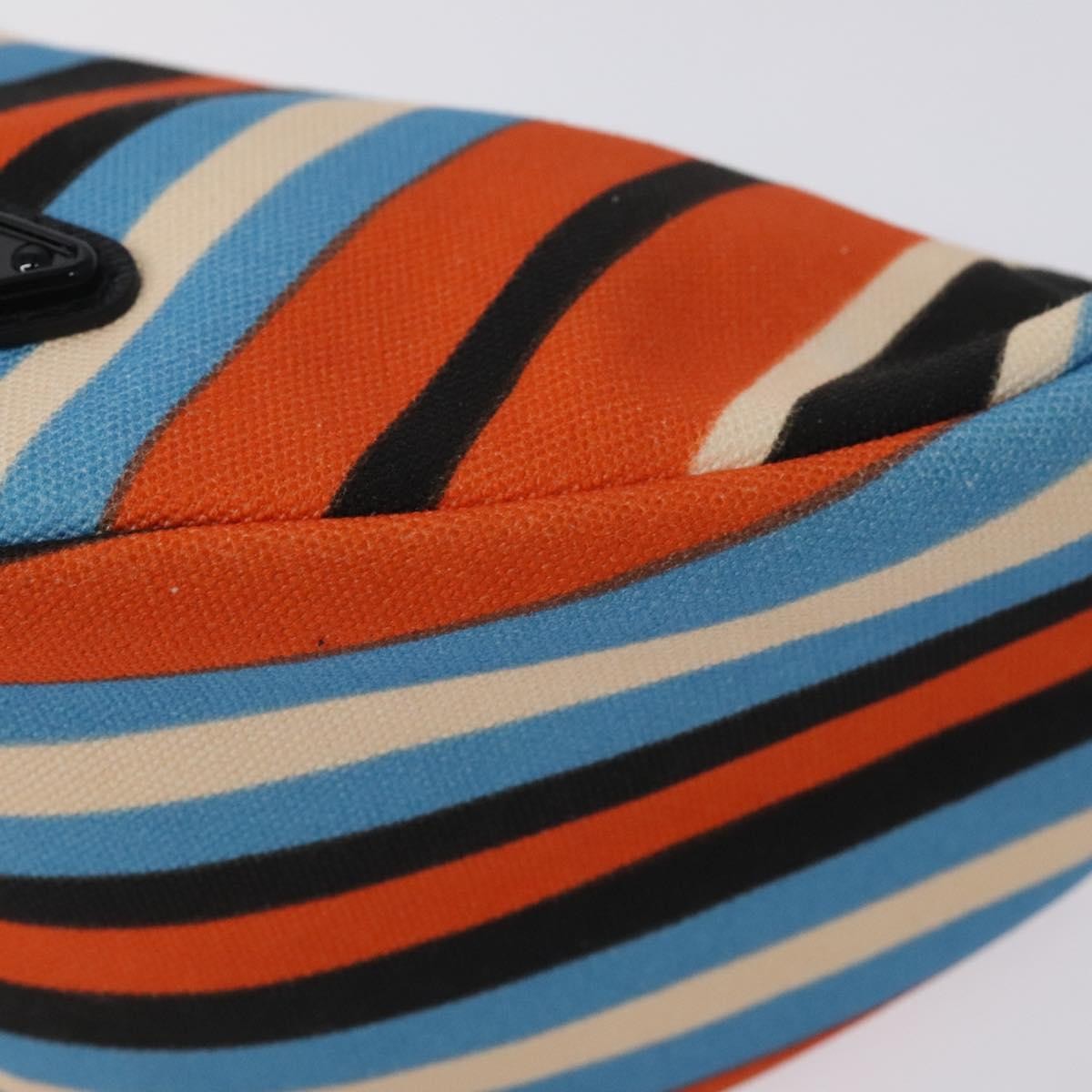 Prada Triangle Logo Wristlet Pouch Canvas, ORANGE, CANVAS, Clutche & pouche