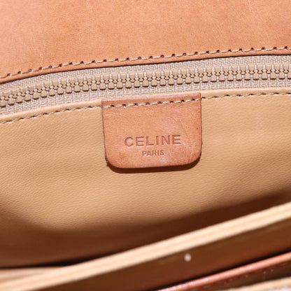 Celine Vintage Macadam Shoulder Bag Canvas and Leather, BEIGE, CANVAS, Shoulder bag