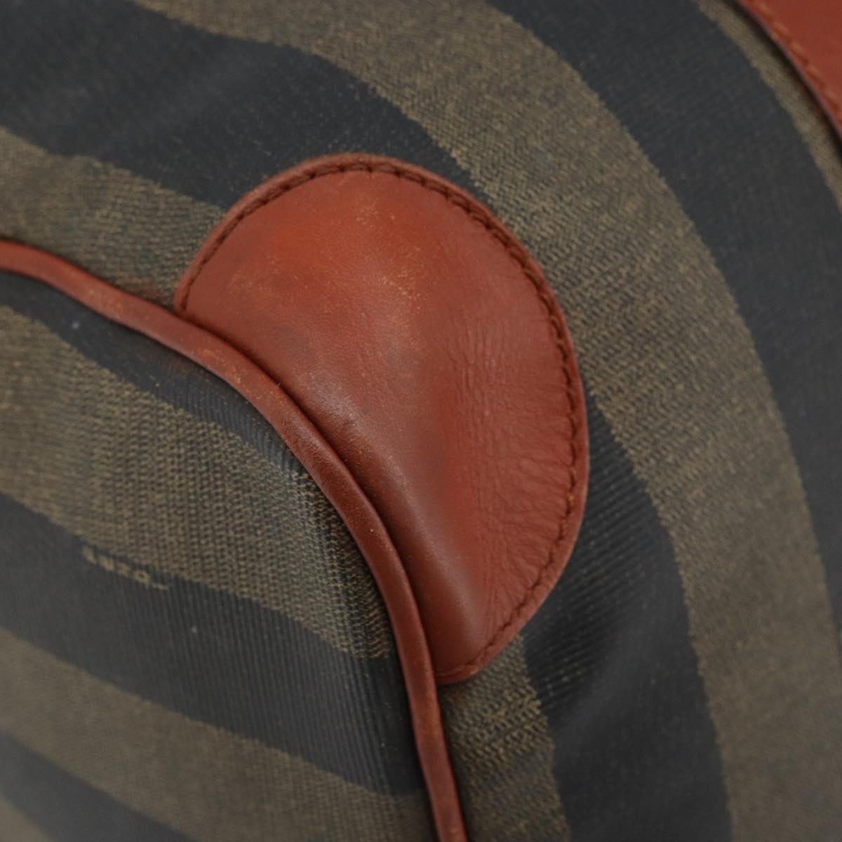 Fendi Vintage Pequin Boston Bag Coated Canvas, Brown, Canvas, Travel Bag