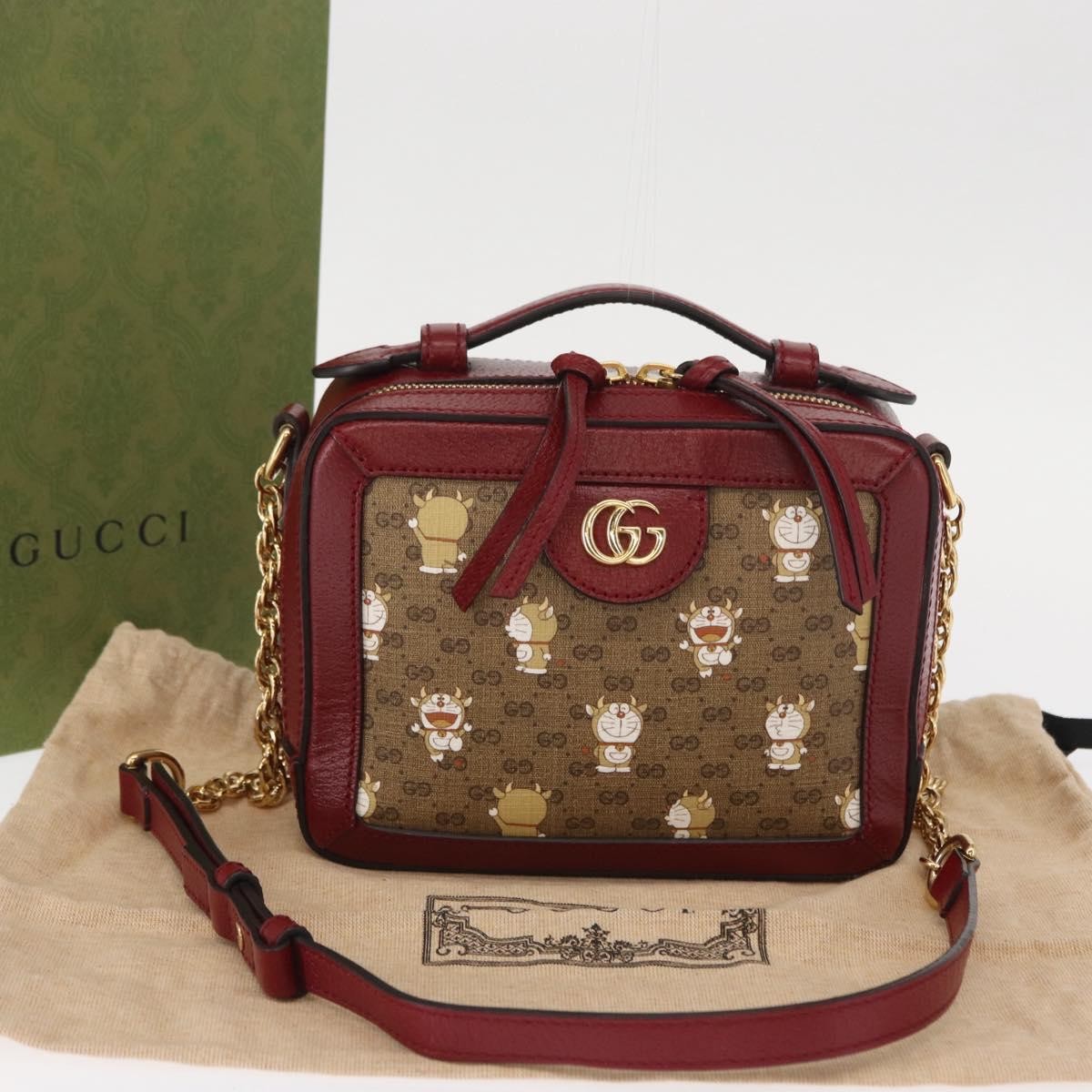 Gucci Doraemon Ophidia Zip Around Camera Bag Printed Mini GG Coated Canvas, BEIGE, CANVAS, Shoulder bag