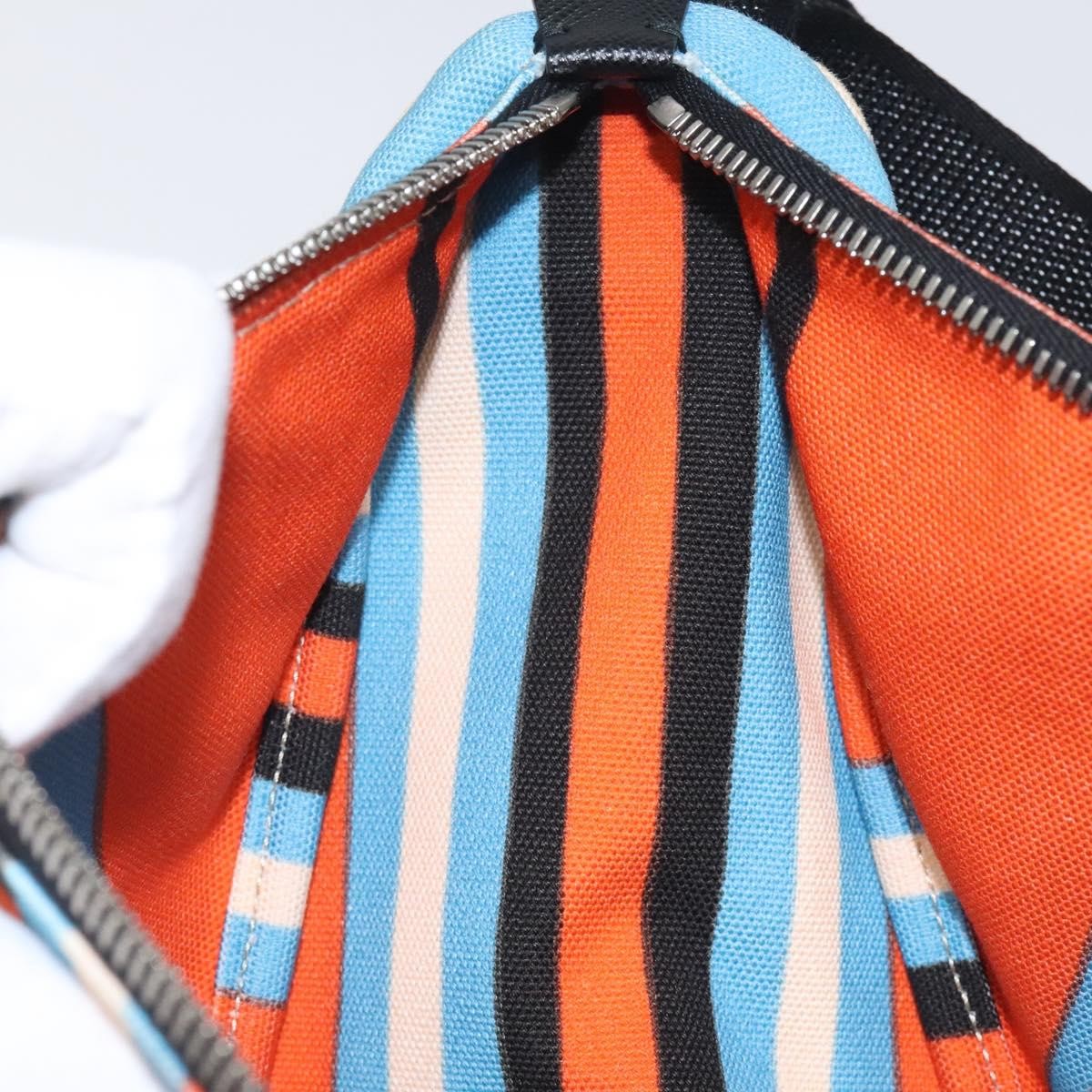 Prada Triangle Logo Wristlet Pouch Canvas, ORANGE, CANVAS, Clutche & pouche