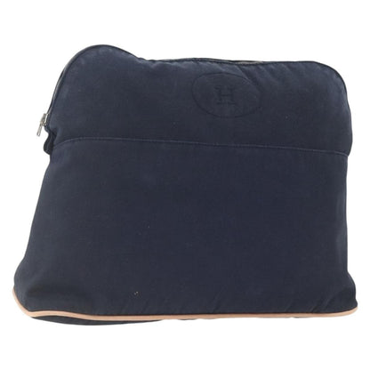 Hermes Bolide Travel Pouch Canvas, NAVY, CANVAS, Clutche & pouche