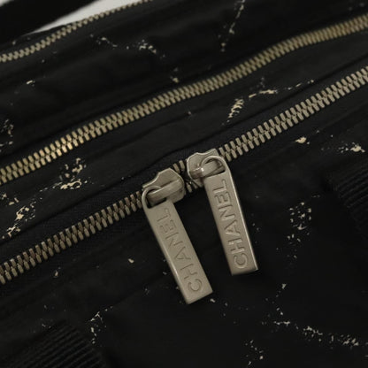 Chanel Travel Line Boston Bag Printed Nylon, BLACK, NYLON, Travel bag