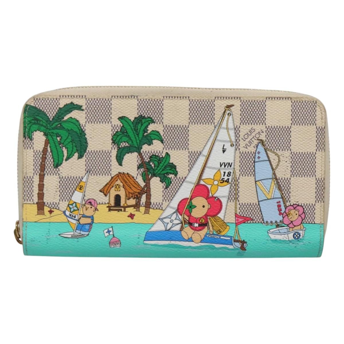 Louis Vuitton Porte-Monnaie Zippy Wallet Damier Azur Vivienne, White, Canvas, Wallet