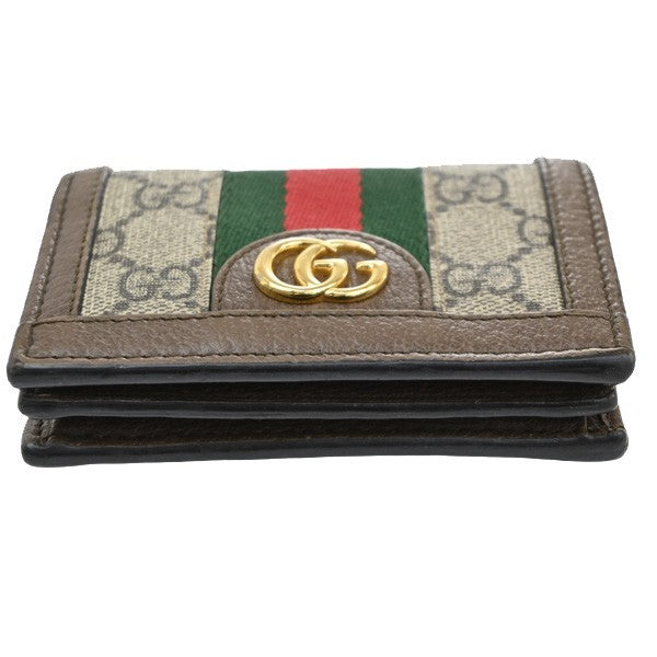 Gucci Ophidia Flap Card Case GG Coated Canvas, BROWN, CANVAS, Wallets